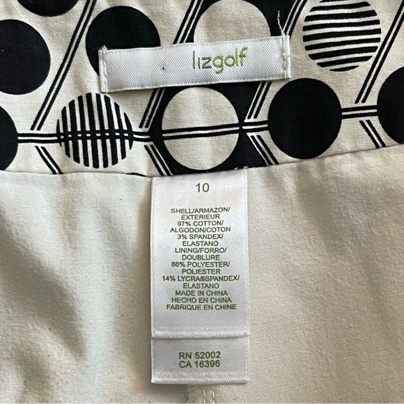 NWOT LizGolf Black Cream Geometric Pattern Cotton Stretch Skort (10) - Picture 12 of 13